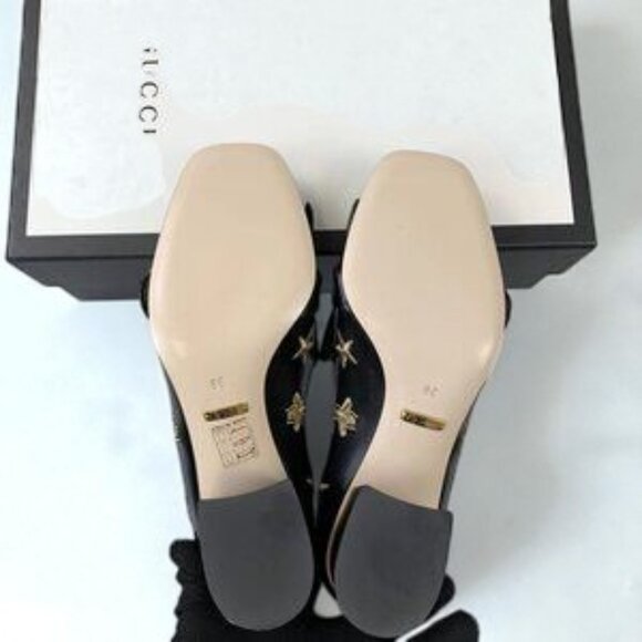 NIB Authentic Gucci Embroidered leather mid-heel pump - Picture 10 of 11